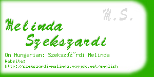 melinda szekszardi business card